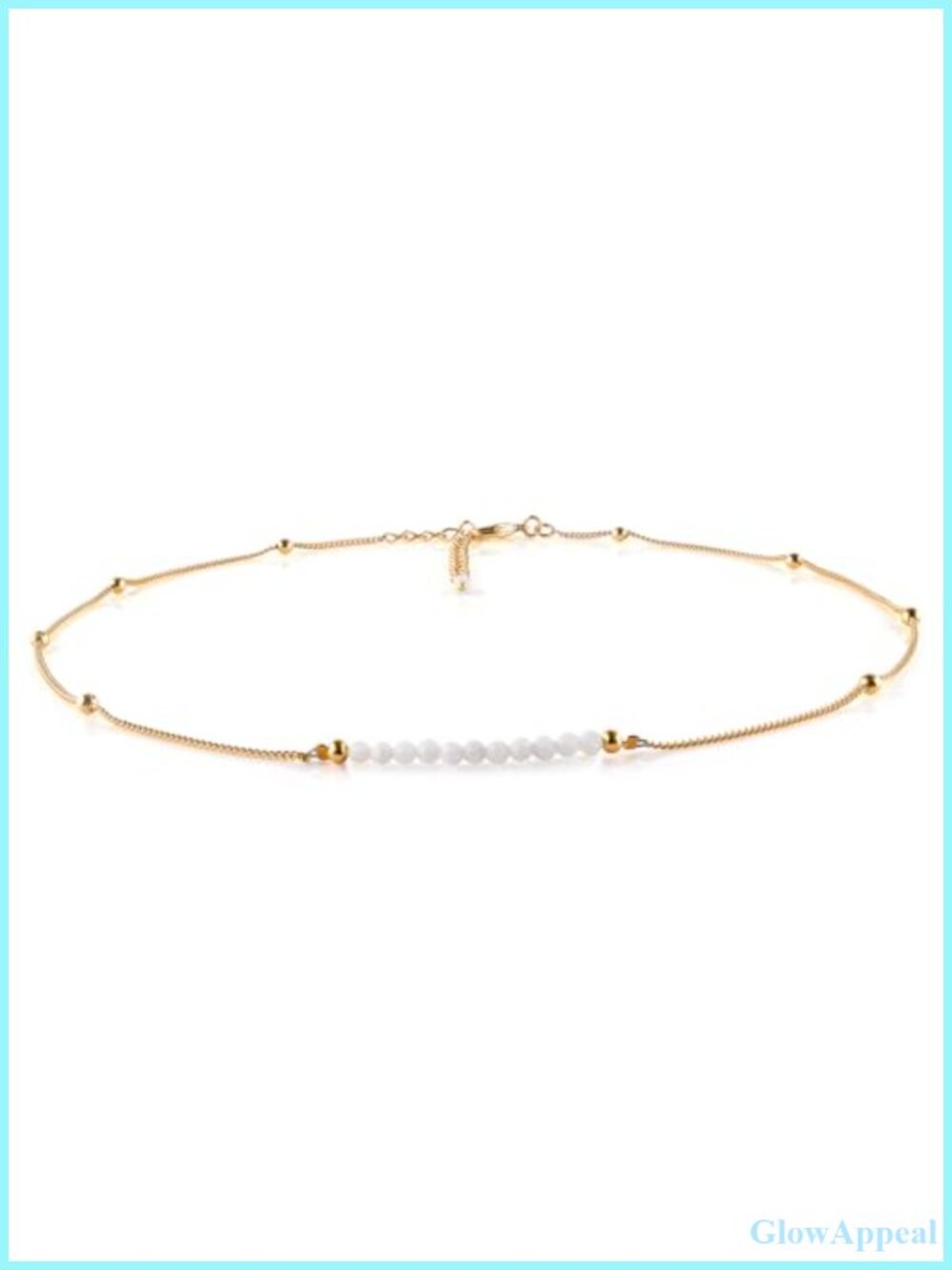 Handmade White Opal Bar Necklace 18K Gold Plated Adjustable Dainty